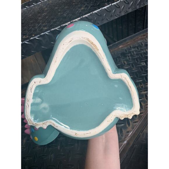 Vintage Kitsch Cute Candy Dapper Dragon Cookie Jar Bowtie Green Pink *Scratched* - Picture 10 of 13